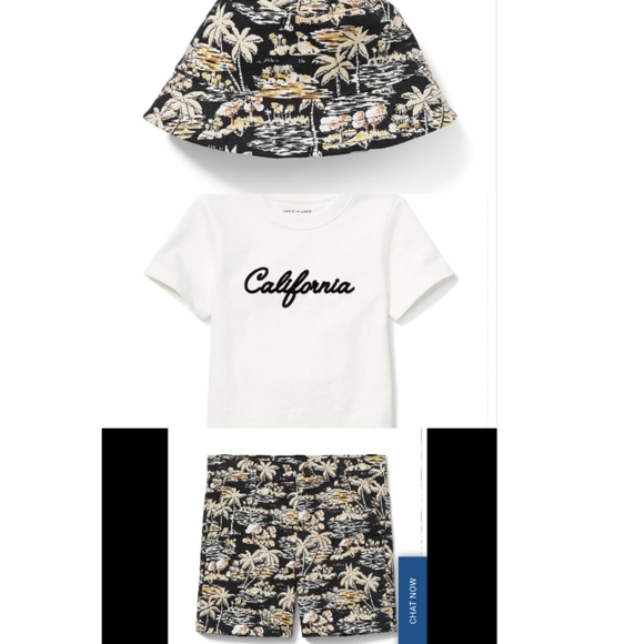 Janie and Jack 3 piece Tropical Twill Short Outfit T-Shirt & Hat Black 3-6 Month - Picture 1 of 11